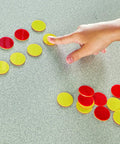 Straight Up Double Sided Counting Tiles For Kids, red and yellow plastic counters used for sorting and math games.