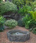 Massive Dope Decorative Outdoor Faux Stone Rock With Realistic Sandstone Look, 24 Inch Wide Boulder in garden setting