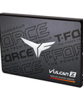 Vulcan Z 256GB 2.5 Inch SATA III SSD with SLC cache and 3D NAND, featuring sleek design for gaming desktops and laptops.