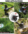 21V Cordless Weed Wacker And Lawn Edger Do It All 4 In 1 Garden System with metal blades and wire brush in action
