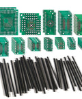 SMD To DIP Adapter Kit With 51 Pieces In 12 Types For SOP SOT 0402 0603 0805 TQFP And QFN Prototyping Boards Plus 40 Pin 2.54mm Male Headers