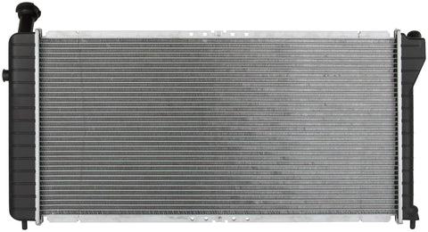 Complete Engine Radiator With Bolt On Fit For Maximum Cooling Efficiency And Straight Swap Installation, showing a flat front view with metal fins.