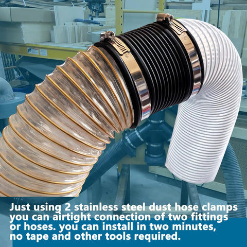 4 Inch Dust Collection Flex Hose Cuff Connector With Ports And 2 Stainless Steel Clamps For Woodworking Dust System