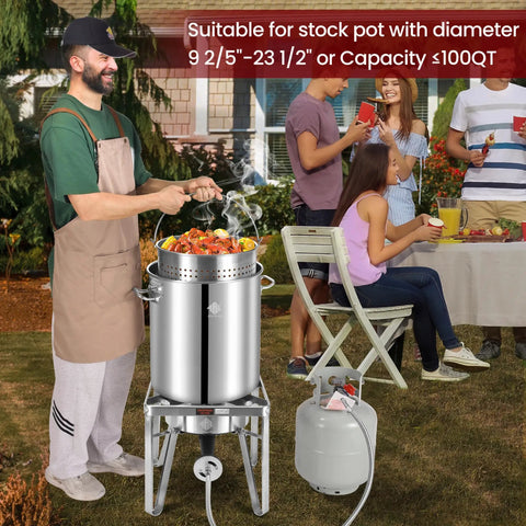 Heavy Duty 200000 BTU Propane Burner Stainless Steel Outdoor Stove For Turkey Fry Crawfish Boil Homebrewing And More