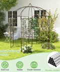 Birdcage Style Garden Arbor With Heavy Duty Metal Frame And Four Climbing Trellises Outdoor Gazebo Pergola Arch For Climbing Plants Wedding And Party Decor Garden Pavilion For Lawn Or Patio Measures 7 x 8.4 Feet