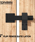 Tough As Nails 6 Inch Gate Flip Latch With Smooth 360 Degree Rotation For Barn Doors Fences And Sheds Heavy Duty Iron Construction Weather Resistant Matte Black Finish 2 Pack mounted on wood.
