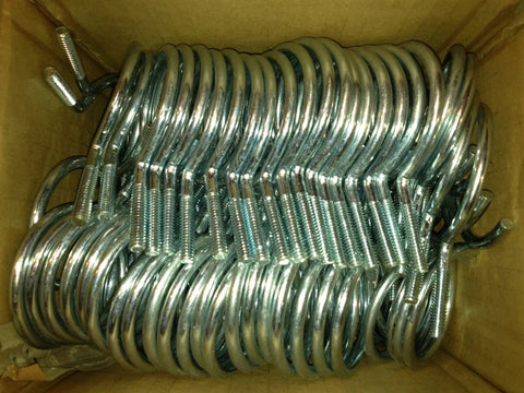 Box Of 100 Bridle Ring Set, 2 Inch Length, One Quarter Twenty Thread Machine Screw Rings For Cable Management, Clamps And Supports, Durable Hardware Pack For Industrial Projects. zinc bridle rings in box