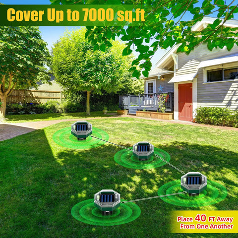 Solar Mole Repellent Stakes 8 Pack Ultrasonic Gopher Deterrent For Lawn, Garden, And Farm Outdoor IP65 Waterproof Rodent Control Spike