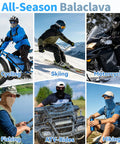 Image of people using Balaclava Ski Mask With UPF 30 Plus Sun Protection for cycling, skiing, motorcycling, fishing, ATV riding, and hiking.