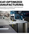 Close-up of jigsaw cutting metal, illustrating heat-optimized manufacturing for heavy-duty cuts with Bosch power tool.
