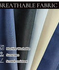 Breathable fabric texture in assorted colors including Navy for Navy Blue Canopy Replacement Fabric For Outdoor Patio Swing 78x44 Inches, Fits 2 To 3 Person Swing, Replacement Top Cover Only No Frame Needed, Fabric Material, Easy Install, Durable Outdoor Swing Canopy; features icons for machine washable, sunscreen, scratch-resistant properties.