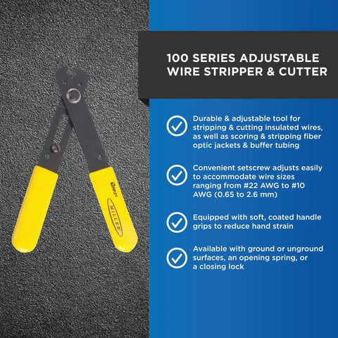 Pro Grade Wire Stripper And Cutter For Technicians Electricians And Installers with yellow handles and adjustable features.