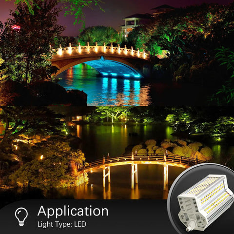 Outdoor scene with bridges illuminated by R7S 50W LED Bulb Dimmable 3000K Warm White J Type Double Ended 118mm 5000LM Equivalent 500W