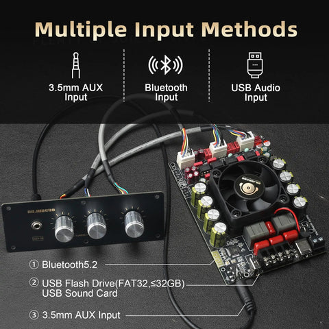 Dual Channel Power Amplifier Board With 220W Per Channel, Front Panel, Treble And Bass Control, 12V to 36V DIY Audio Module