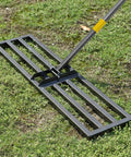 Lawn Leveling Rake With 72 Inch Long Handle And 27 By 10 Inch Ground Plate Beefy Heavy Duty Iron Construction For Smoothing Dirt
