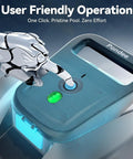 X1 Robotic Pool Vacuum Cordless Cleaner With 120 Minute Runtime Dual Motor Dual Suction Auto Parking And Fast 2.5 Hour Charge For Above Ground And Flat Bottom Inground Pools Up To 850 Sq Ft top view with robotic interface.
