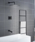Bathroom with Dope Matte Black Shower Fixture Set With 12 Inch Shower Head Tub Spout And Single Handle Valve Included Easy Temperature Control