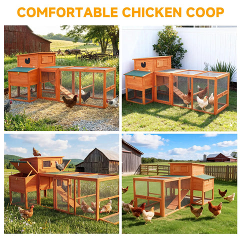 Xlarge Chicken Coop With Nesting Box And Run For Backyard Use, Premium Poultry Cage With Predator Proof Wire, Orange.