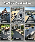 Fifty Mil Thick Self Adhesive EPDM Rubber Roofing Roll used on multiple surfaces like flat roof, metal roof, terrace, and RV roof.