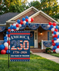Front porch with Double Sided 12 By 18 Inch 250 Years American Garden Flag All American Pride Patriotic Yard Flag 1776 2026