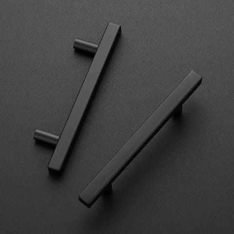 50 Pack 6 Inch Square Cabinet Pulls Matte Black Stainless Steel Kitchen Drawer Pulls Handles 6 Inch Length And Three And Three Quarters Inch Hole Center For Sleek Modern Cabinets Built To Last shown