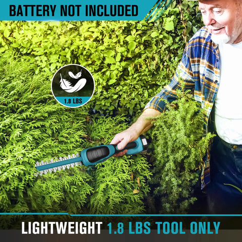 Person trimming hedge with Cordless Hedge Trimmer Tool Only For Makita 18V Battery Battery Not Included Handy Lightweight Bush Trimmer