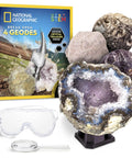 Break Open Four Geodes Science Kit With Goggles And Display Stand For STEM Learning A Totally Awesome Gift For Kids box set