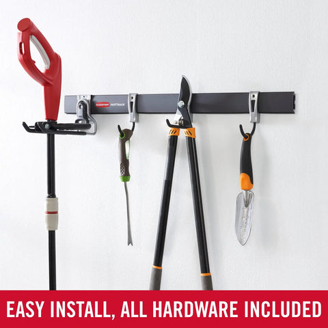 32 Inch FastTrack Garage Rail With All In One Hook Kit Black Heavy Duty Tool Organizer for home garage wall