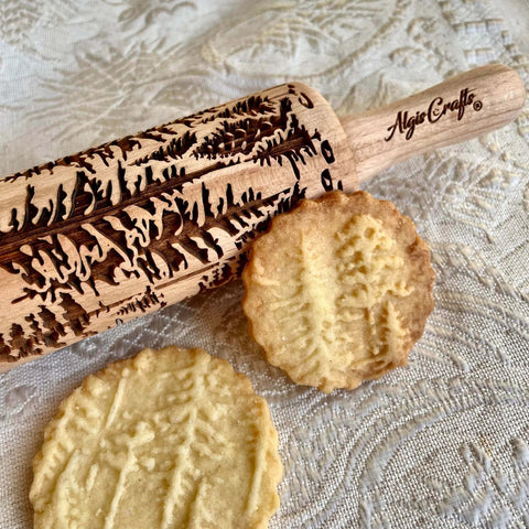 Mini Embossed Rolling Pin Set Of 3 With Bees, Meadow And Forest Patterns For Cookies, Play Dough And Clay, Kid Friendly Craft Kit