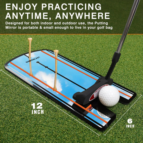 Putting Mirror Training Aid For Golfers With Alignment Lines To Improve Posture Eye Shoulder Alignment And Putting Accuracy