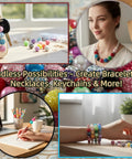 Beadable Pen Kit With 210 Piece Set Featuring 20mm Bubblegum Beads And 16mm Beads, 140 Silver Spacers shown in creative use.