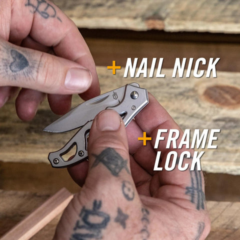 Hands holding Paraframe Mini Pocket Knife EDC Folding Knife 2.2 Inch Fine Edge Stainless Steel With Frame Lock And Pocket Clip