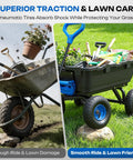900 Pound Capacity Garden Dump Cart With 10 Inch Non Slip Pneumatic Tires Built Tough Heavy Duty 4 Wheel Wheelbarrow Cart Quick Release System Steel Frame Wagon For Yard Farm Garden Hauling