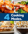 4-In-One Countertop Microwave Oven With Air Fry, Convection Bake And Broil, 1.0 Cu Ft, 1050W cooking modes display