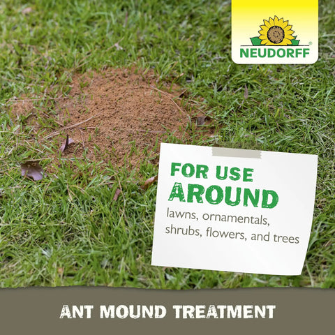 Ant Mound Treatment That Really Kills Foraging Ants With Pyrethrins A Botanical Insecticide Safe Around Homes Livestock And Animal Dwellings Tackles Pavement Ghost Odorous House Argentine Crazy Acrobat And More on a lawn with Neudorff label