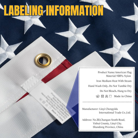 American Flag 3x5ft Heavy Duty Outdoor Nylon Flag With Embroidered Stars And Brass Grommets Double Stitched Labeling