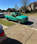 Rich Jade Green Basecoat Paint Gallon Drop In Ready To Spray With Included Fast Dry Reducer on a modified pickup truck.
