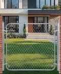 Heavy Duty Chain Link Fence Gate With Round Frame, 48 Inch High By 24 To 72 Inch Wide, Galvanized Steel Outdoor Gate in front of house