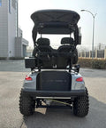 Two Seater Electric Golf Cart With Independent MacPherson Strut Suspension And Tuned Coil Spring Shocks rear view showing seats and suspension system.