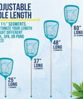 5 Foot Leaf Skimmer Net With 4 Aluminum Pole Sections Ultra Fine Mesh Basket 60 Inch Reach Quick Clean for pool cleaning