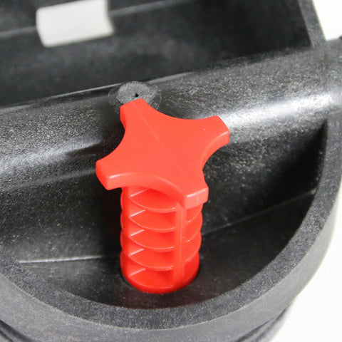 Close-up of red valve detail on HydroFeed 32-Ounce In-Line Auto-Mix Fertilizer Injector System for Drip Irrigation.