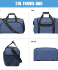 Two Pack 20L Underseat Carry On Bag For Airlines Flight Friendly Duffle With Multiple Pockets Adjustable Shoulder Strap Fits Under Seat Compact Cabin Luggage For Travel, four views.