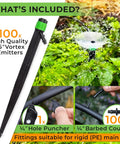 One Hundred Drip Irrigation Emitters Vortex Fan Sprayer Kit For Gardens And Pots, 360 Degree Adjustable Watering components