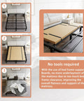 Foldable Twin Bunkie Board And Low Profile Box Spring Keep Your Mattress Firm With This Rock Solid Support Frame, shown in assembly steps.