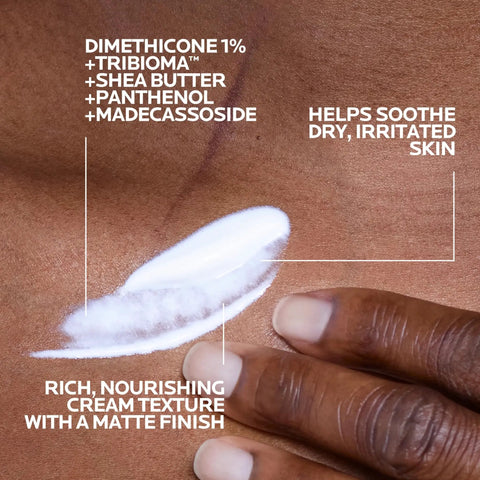 Ultimate Go To Healing Balm With Vitamin B5 Soothing Cream spread on skin showing rich cream texture for dry irritated skin.