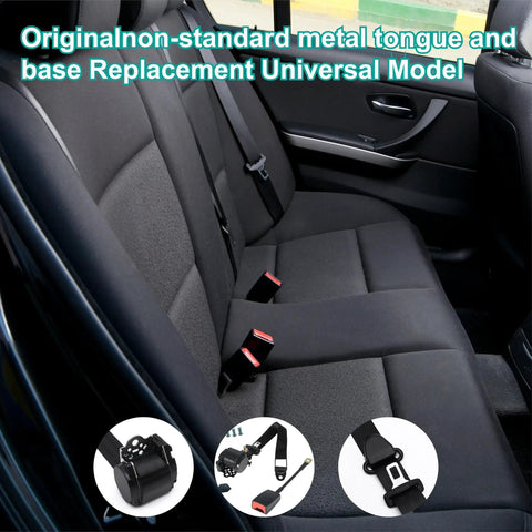 2 Pack Universal 3 Point Retractable Seat Belt Harness Kit installed in car with heavy-duty webbing and adjustable lap belt