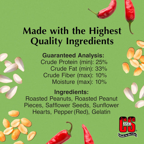 Ingredient list for Hot Pepper Bird Seed Cylinder Two Pack Ready To Use No Fuss With Hanging Feeder Mount For Outdoor Wild Birds.