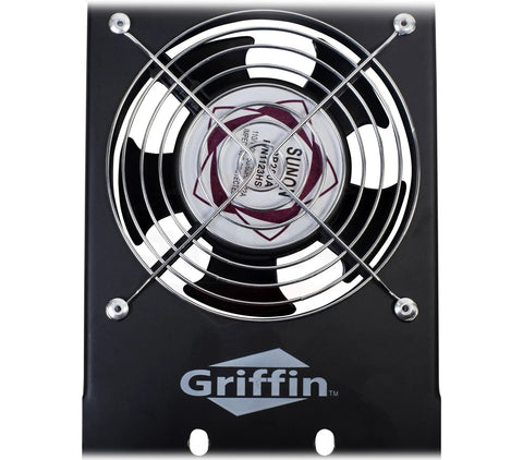 Top view of UltraQuiet Edition 3U Rackmount Cooling Fan System with protective grill and logo, designed for IT racks and server cooling.