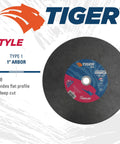 16 Inch Cutting Wheel For Steel And Metal Long Life Tiger AO Grain Resin Bond With Smooth Finish And Aggressive Cutting