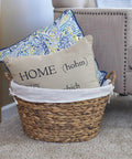 Round Wicker Laundry Basket With Easy Carry Handles, Water Hyacinth Construction, Sturdy Metal Frame, Removable Polyester Liner